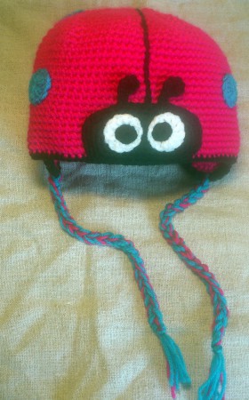Crochet Ladybug Hat Pink